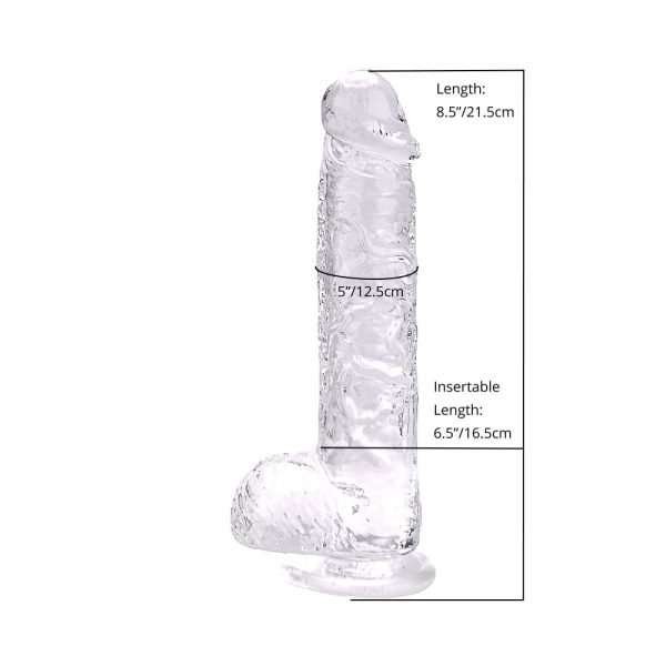 Loving Joy 8 Inch Dildo with Balls Clear - Image 6