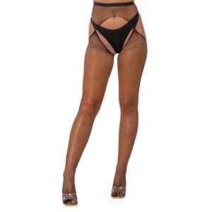 Lace by LJ Fishnet Crotchless Pantyhose Black