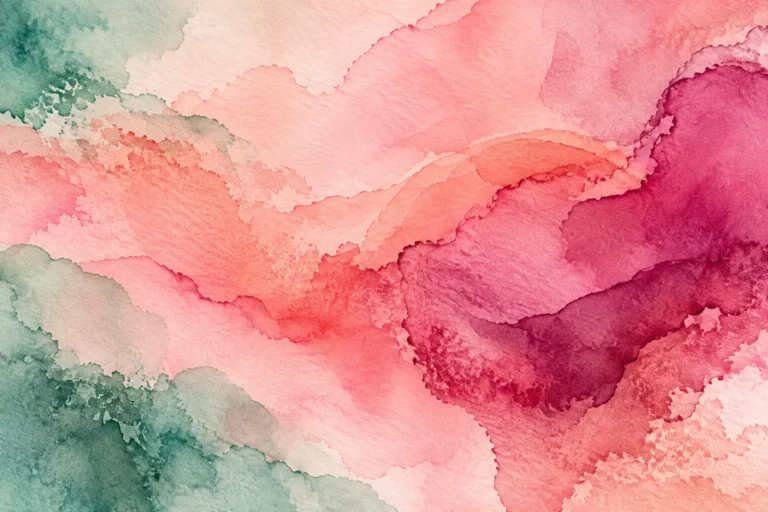 Watercolour washes blending from blush pink through coral to magenta